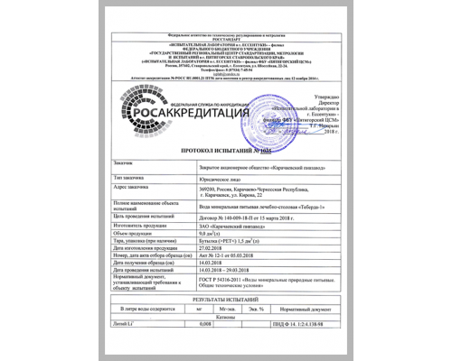Вода Теберда 1.5 литра слабоминерализованная лечебно-столовая ПЭТ (6 шт. / упаковка)